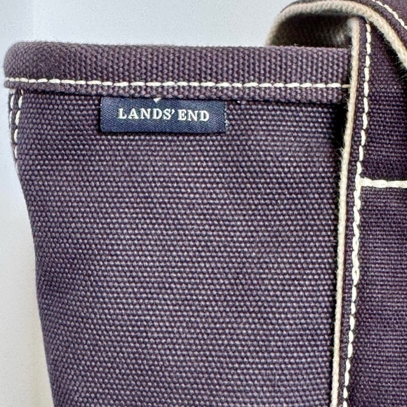 Lands' End Navy Blue Canvas Tote Bag with Embroidered Apple Teacher Gift - Picture 2 of 9